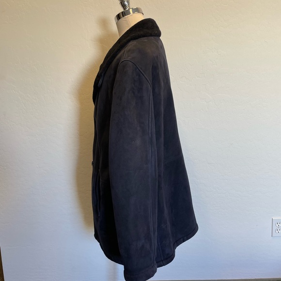 Polo Ralph Lauren Vintage Double Breasted Shearling Ranch Coat in Navy Size XL - Picture 4 of 9